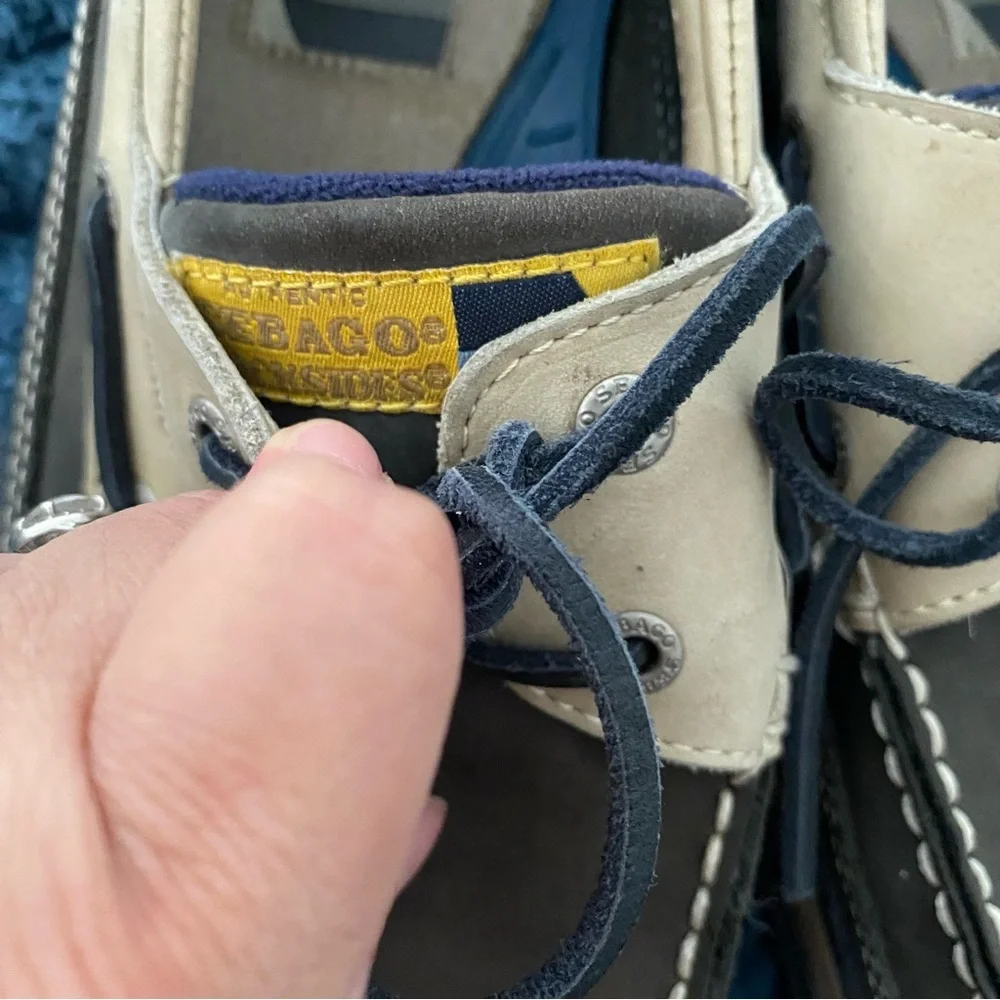 sebago docksides mens 8.5 loafers San Juan Navy/Taupe Boat Shoes Slip-ons